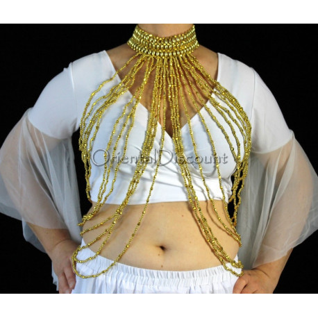 Collier / Gilet de perles doré
