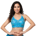 Top pailleté de danse orientale turquoise
