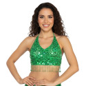 Top pailleté de danse orientale vert
