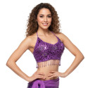 Top pailleté de danse orientale violet