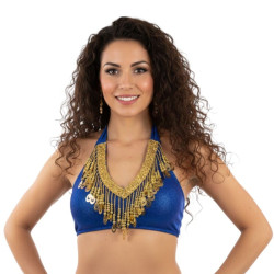 Bustier dos nu de danse orientale bleu roy - 1