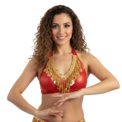 Bustier dos nu de danse orientale rouge - 1