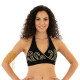 Bustier dos nu de danse orientale perlé or et noir - 1