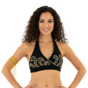 Bustier dos nu de danse orientale perlé or et noir