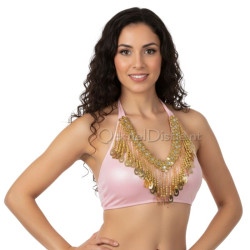 Bustier dos nu de danse orientale rose clair - 1