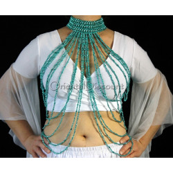 Collier / Gilet de perles turquoise