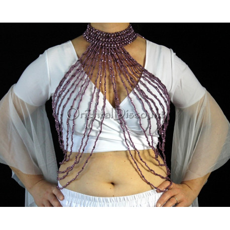 Collier / Gilet de perles violet
