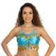 Top dos nu satin de danse orientale turquoise
