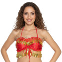Top dos nu satin de danse orientale rouge