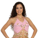 Haut papillon de danse orientale rose