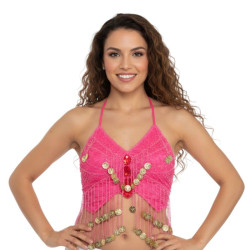 Haut papillon de danse orientale fushia - 1