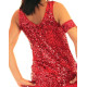 Débardeur de danse à paillettes couleur rouge zoom 3