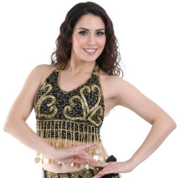 Top dos nu pailleté et sequins - 1