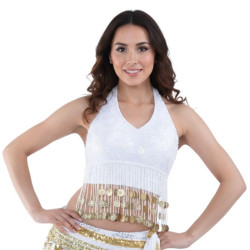 Top dos nu pailleté et sequins - 1