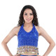 Top dos nu pailleté et sequins bleu - 1