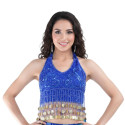 Top dos nu pailleté et sequins bleu