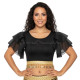 Top de danse orientale noir manches à volants en voile transparent femme