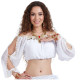 Top de danse orientale blanc manches longues avec ornements rouges
