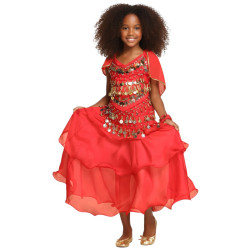 Tenue enfant de danse orientale 2 pièces rouge - 1