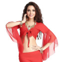Top manches voilées de danse orientale rouge