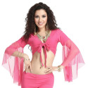 Top manches voilées de danse orientale rose intense