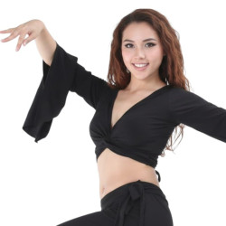 Top manches voilées de danse orientale cache coeur noir - 2