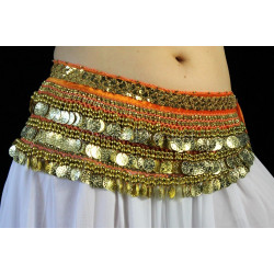 Ceinture velours orange doré