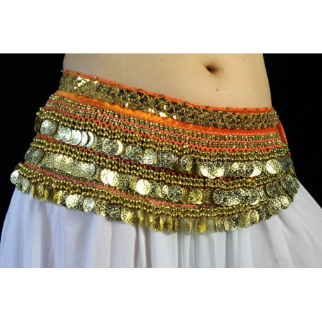 Ceinture velours orange doré
