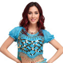 Haut de danse orientale à pastilles or bleu ciel