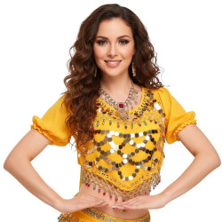 Haut de danse orientale à pastilles or jaune - 1