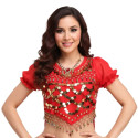 Haut de danse orientale à pastilles or rouge