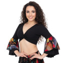 Top manches voilées de danse orientale noir et rouge multicolore
