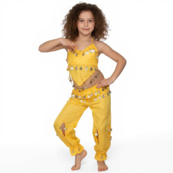 Ensemble enfant top sarouel jaune - 1