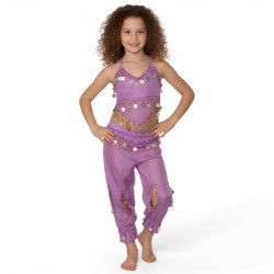 Ensemble enfant top sarouel violet - 1