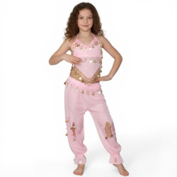 Ensemble enfant top sarouel rose - 1