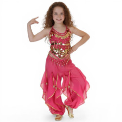 Costume de danse orientale enfant 2 pièces rose fuschia - 1