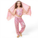 Costume oriental enfant 2 pièces top pantalon brillant rose clair
