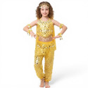 Costume oriental enfant 2 pièces top pantalon brillant jaune