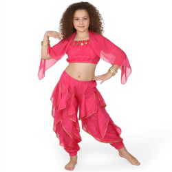 Costume de danse orientale top sarouel enfant fuschia - 1