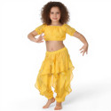 Costume de danse orientale top sarouel enfant jaune