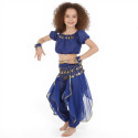 Costume de danse orientale enfant 2 pièces top sarouel bleu nuit