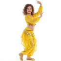 Costume de danse orientale top sarouel enfant jaune
