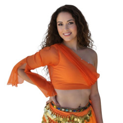 Top de danse orientale à manche orange - 1