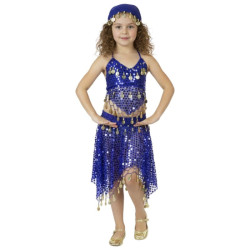 Tenue orientale enfant brillante top jupe bleu nuit