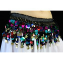 Ceinture de danse orientale noir et pastilles multicolores