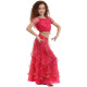 Costume de danse orientale enfant top + jupe à paillettes rose fuschia - 1