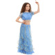 Costume de danse orientale enfant top + jupe à paillettes bleu ciel - 1