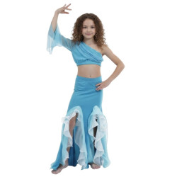 Costume de danse à volants enfant 2 pièces bleu - 1