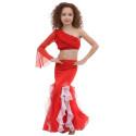Costume de danse à volants enfant 2 pièces rouge 