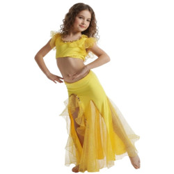 Costume de danse orientale enfant jaune - 1